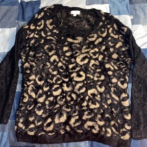 Joseph A. Black Leopard Print Sweater. Size XL.